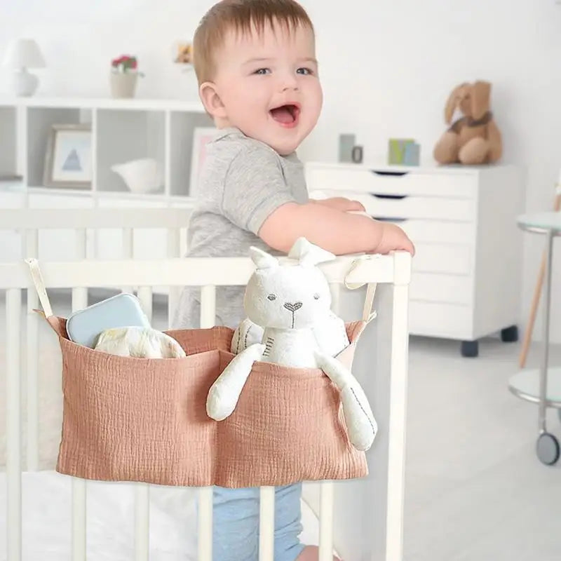Bed Pockets Bedside Storage Baby Diaper Organizer 2 Pockets Space-Saving Bedside Bag Caddy Attachment For Dorm Entryway Office Zpaxo
