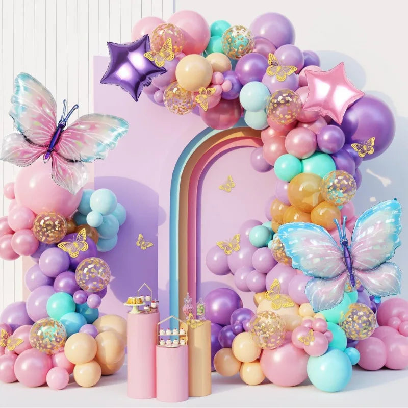 Butterfly Balloon Arch Pink Purple Foil Balloons Birthday Baby Shower