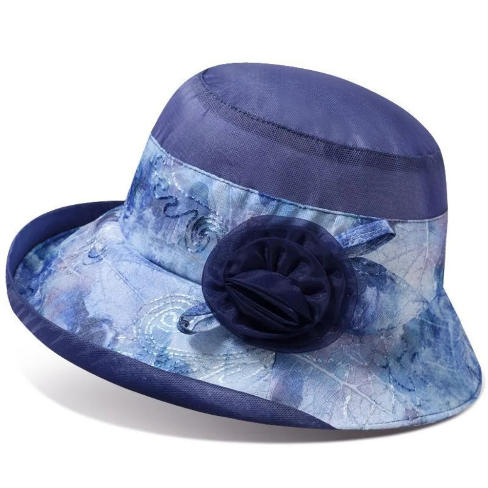 Trendy Bow Design Women's Sun Hat Wide Brim UV Protection Bucket Hat Breathable Lightweight Fisherman's Hat Summer Outdoor Zpaxo Blue