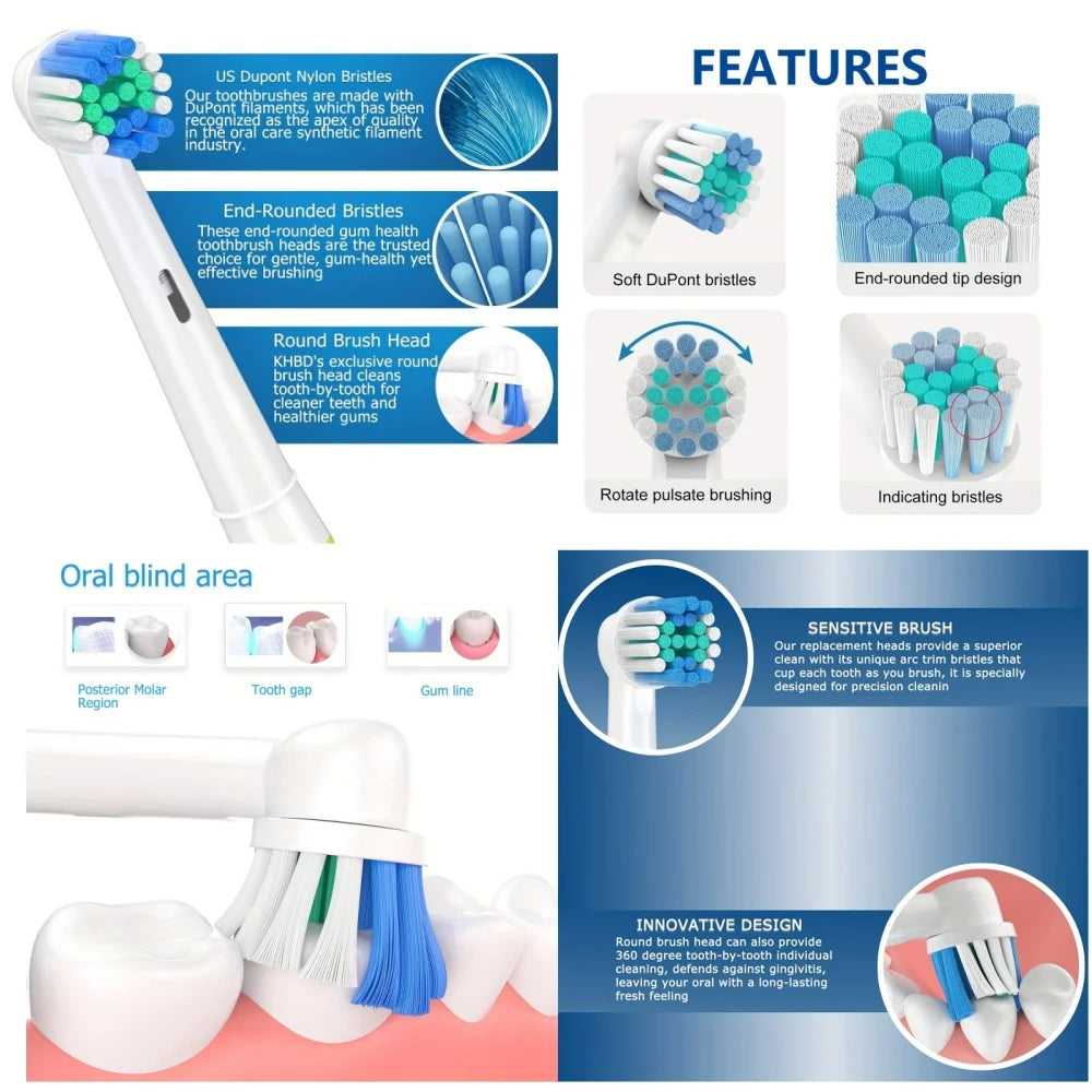 4/16/20/80pcs Set Electric Toothbrush Head For Oral B Sensitive Replacement Brush Heads D25 D30 D32 D18 4739 3709 4728 D4510 Zpaxo