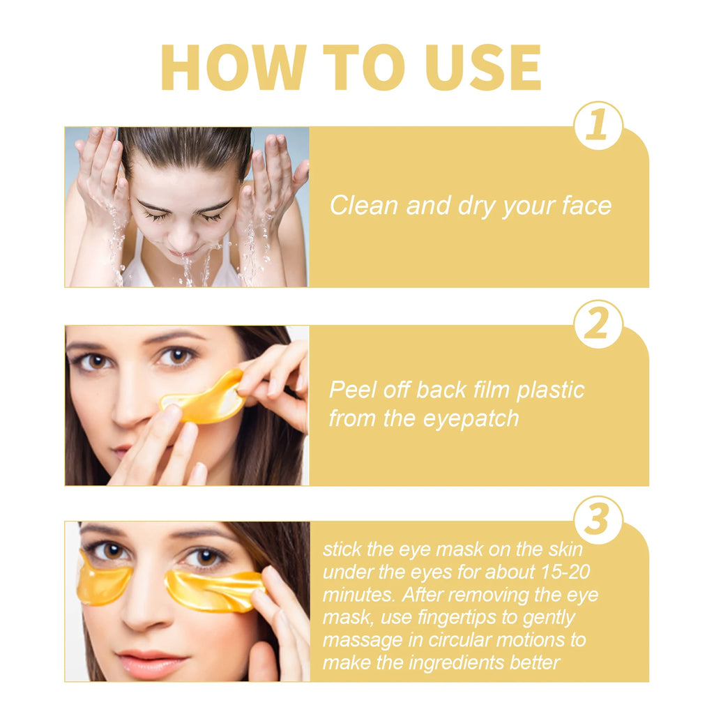 24K Gold Collagen Eye Mask Patches – Brighten & Firm (5 Pairs) Eye Mask Patches Zpaxo
