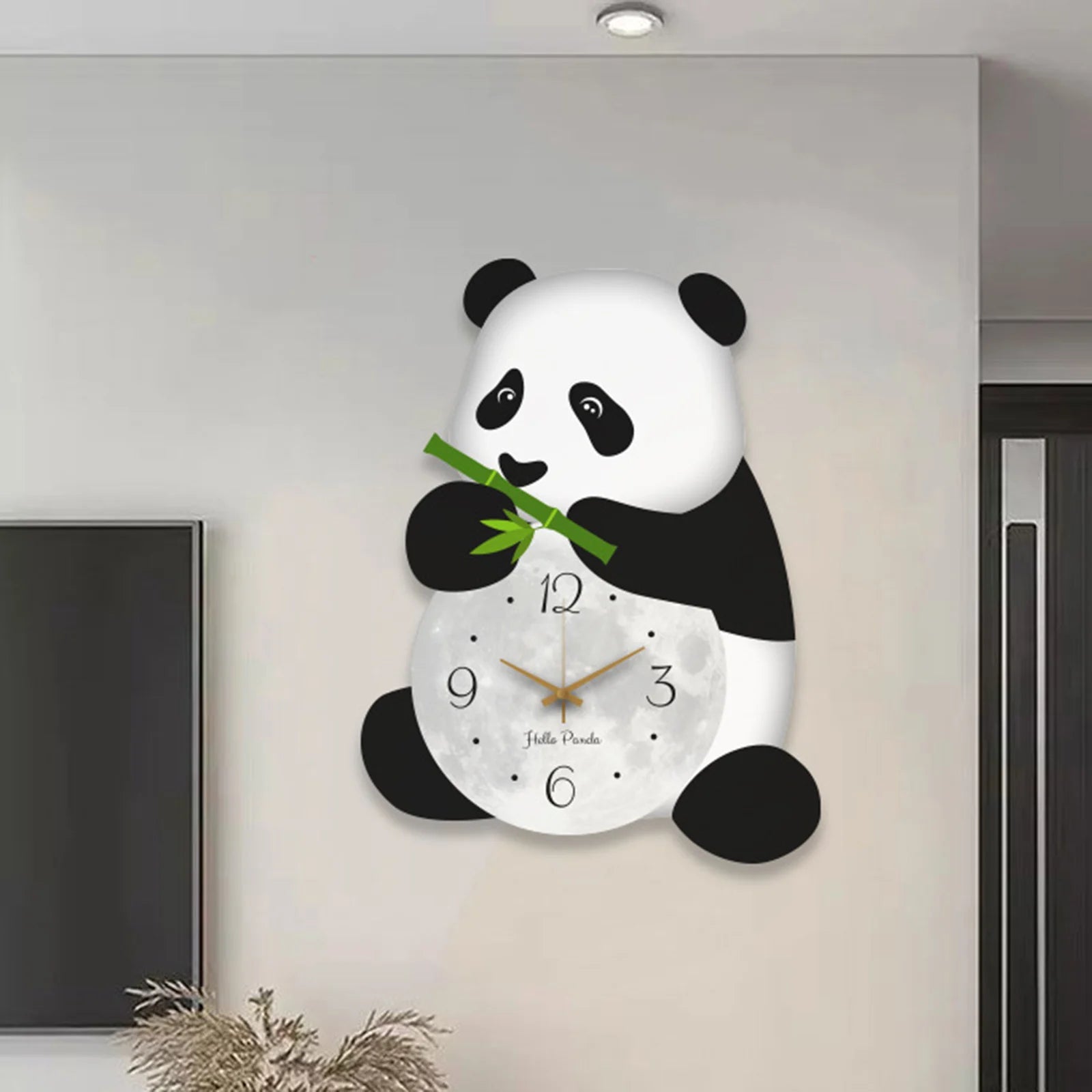 Panda Wall Clock Silent Cute Wall Hanging Decor for Kids Room Kitchen Office Decorative Clock Silent Bedroom Living Room Zpaxo