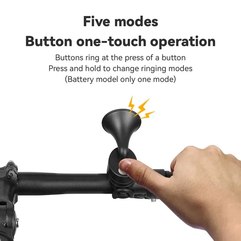 Bicycle Electronic Horn E-Bike Horn 120dB Loud Warning Sound USB Rechargeable IPX4 Waterproof Scooter Road Mountain Bike Bell Zpaxo