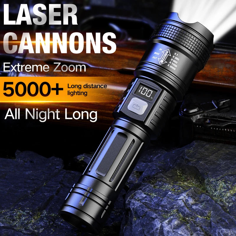 LED Flashlight Rechargeable Long-beam Portable Outdoor Emergency