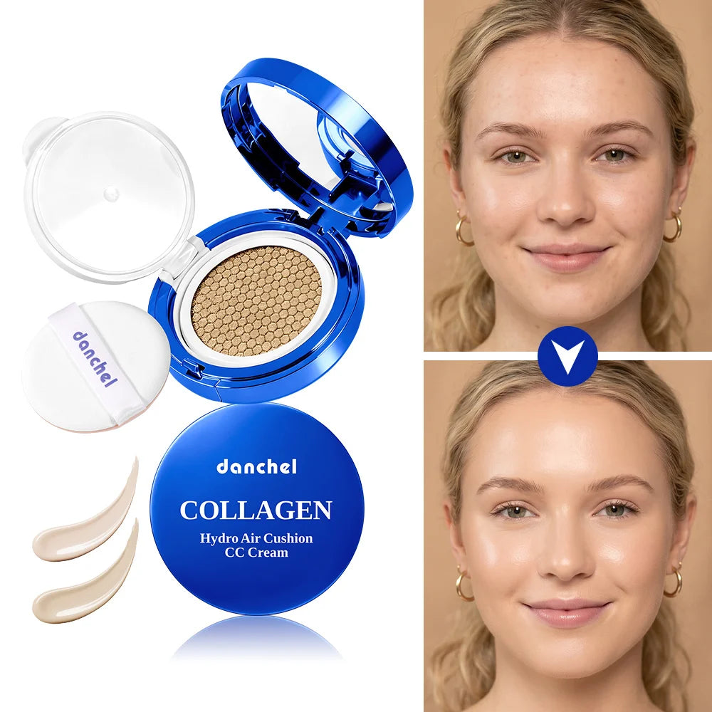 Collagen Hydro Air Cushion CC Cream Long Lasting Hydration Concealer Natural Dewy Finish Makeup Base Zpaxo