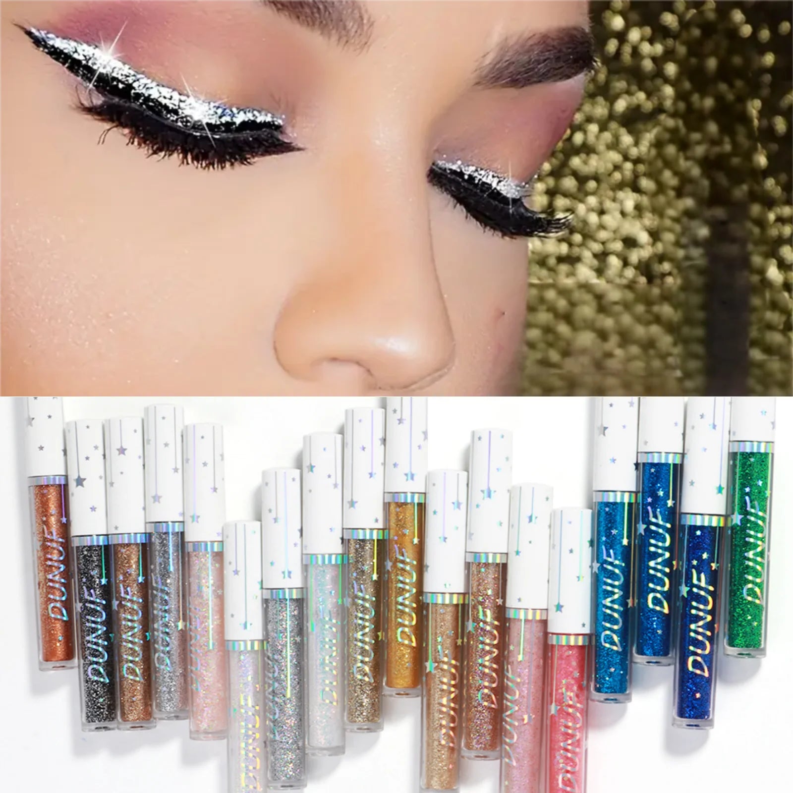 1PC Glittering Liquid Eyeliner and Eyeshadow, Smooth, Shimmering, Brightening, Waterproof,Suitable for Festivals/carnivals/party Zpaxo