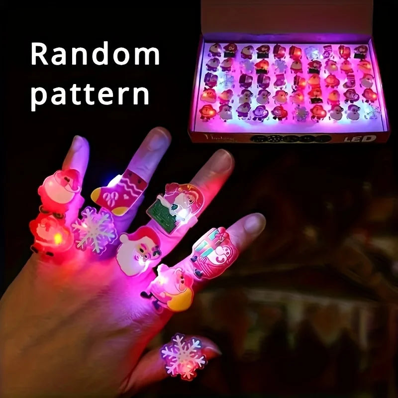 LED Christmas Party Favor Rings Glowing Finger Ring Cute Cartoon