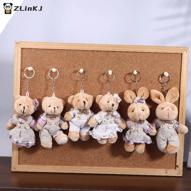 Cartoon Little Bear Plush Doll Keychain Cute Stuffed Rabbit Keyring Zpaxo