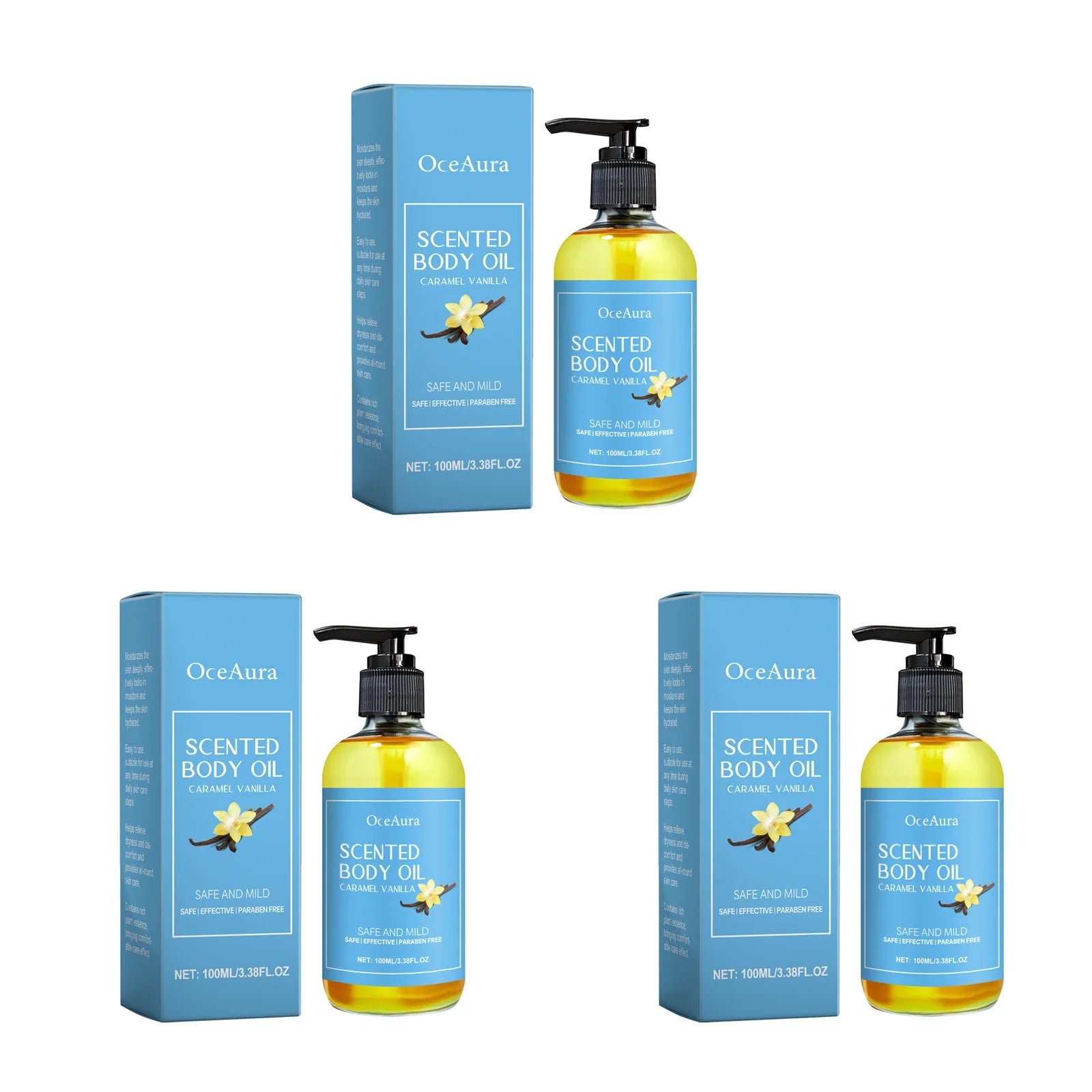 Caramel Vanilla Body Massage Oil – Moisturizing & Relaxing Spa Body Massage Oil Zpaxo 3Pcs