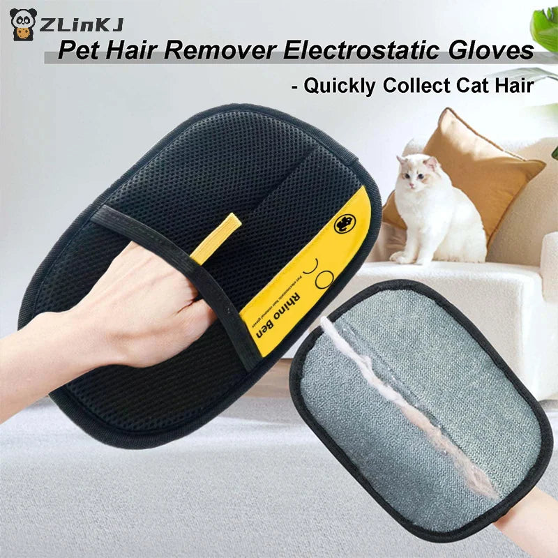 ▶1Pcs Reusable Pet Hair Remover Electrostatic Gloves For Cats & Dogs Zpaxo
