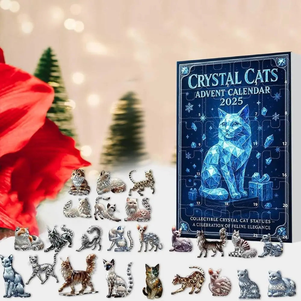Crystal Cat Christmas Advent Calendar Ornament with Kitten Figures Christmas Ornament Zpaxo