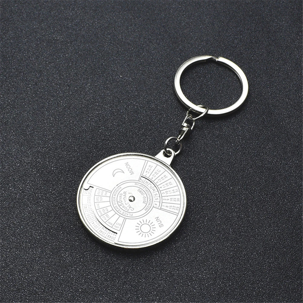 Compass Gift Silver 2010 To 2060 Creative 3D Perpetual Calendar Keyring Keychain 50 Years Zpaxo