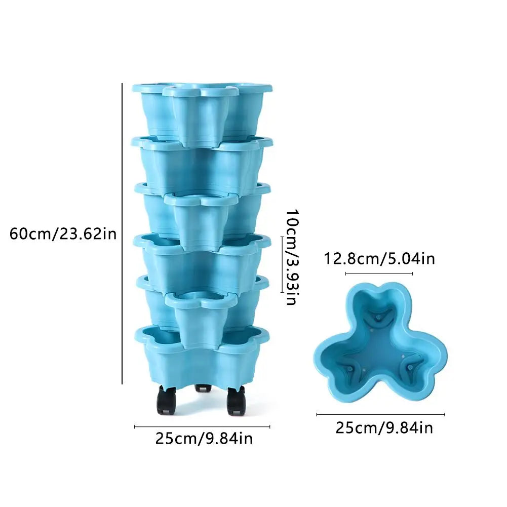 Multilayer Heart Shaped Petals Stereoscopic Planting Basin Indoor Vegetables and Plants Planting with Pulley Plastic Flower Pot Zpaxo