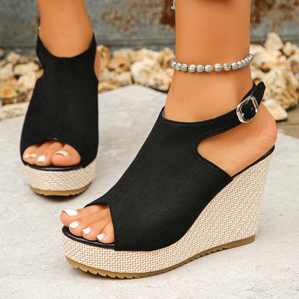 Women Wedges Sandals Peep Toe Heeled Summer Ankle Straps Platform Zpaxo