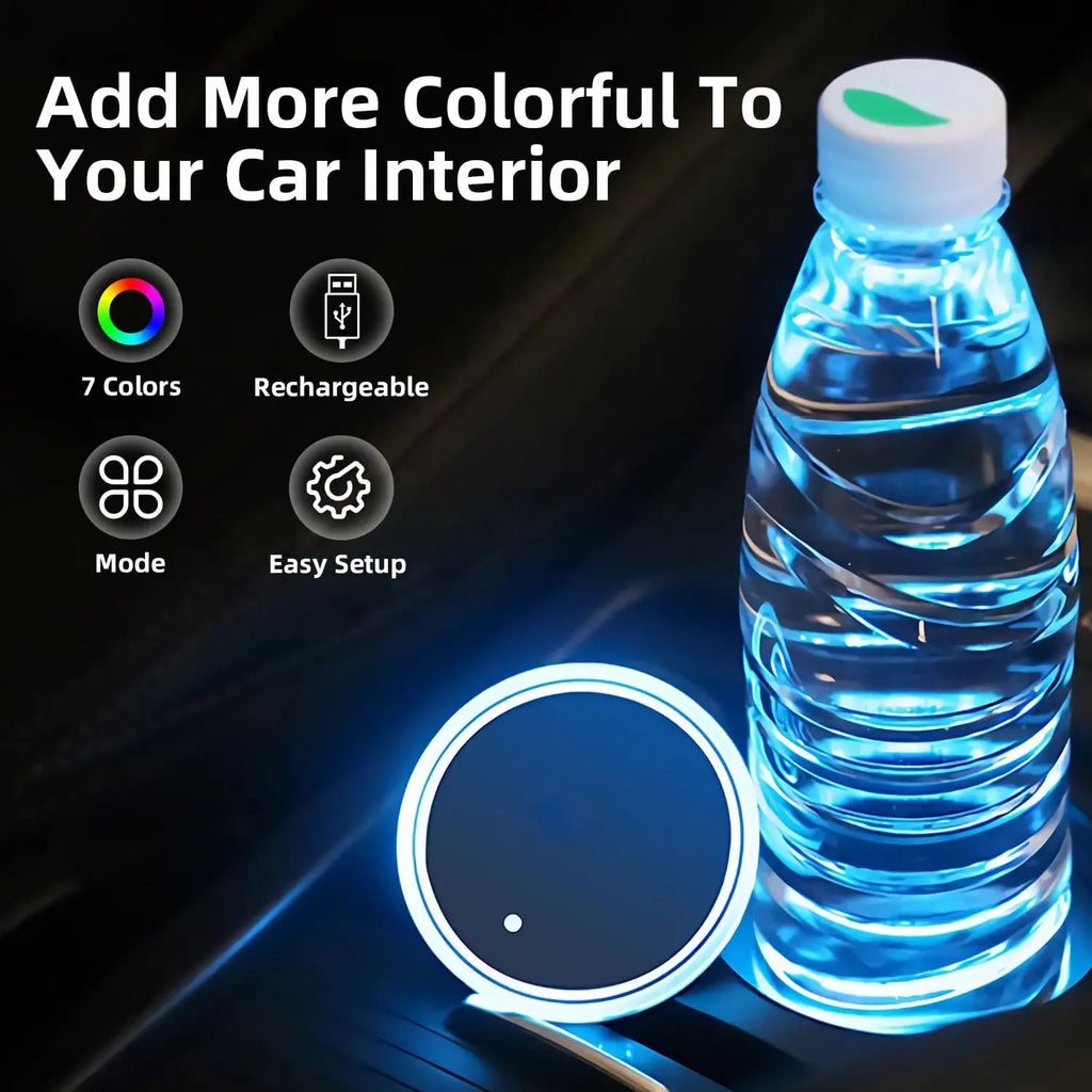 7 Colors LED Cup Coasters Solar USB Powered Glowing Drink Pads