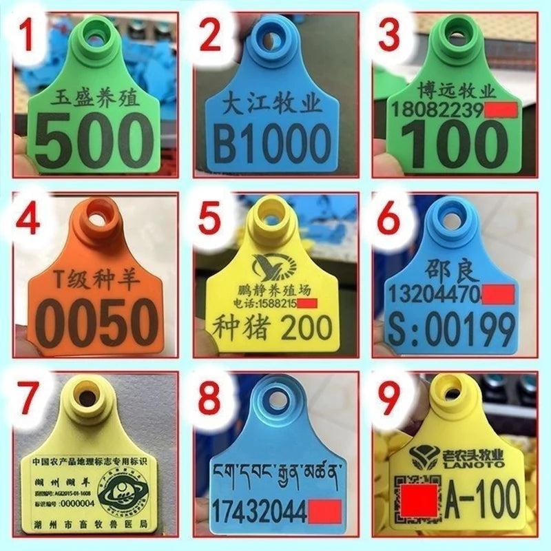 Custom Cattle Ear Tag Laser Printing Farm Name Telephone Number LOGO
