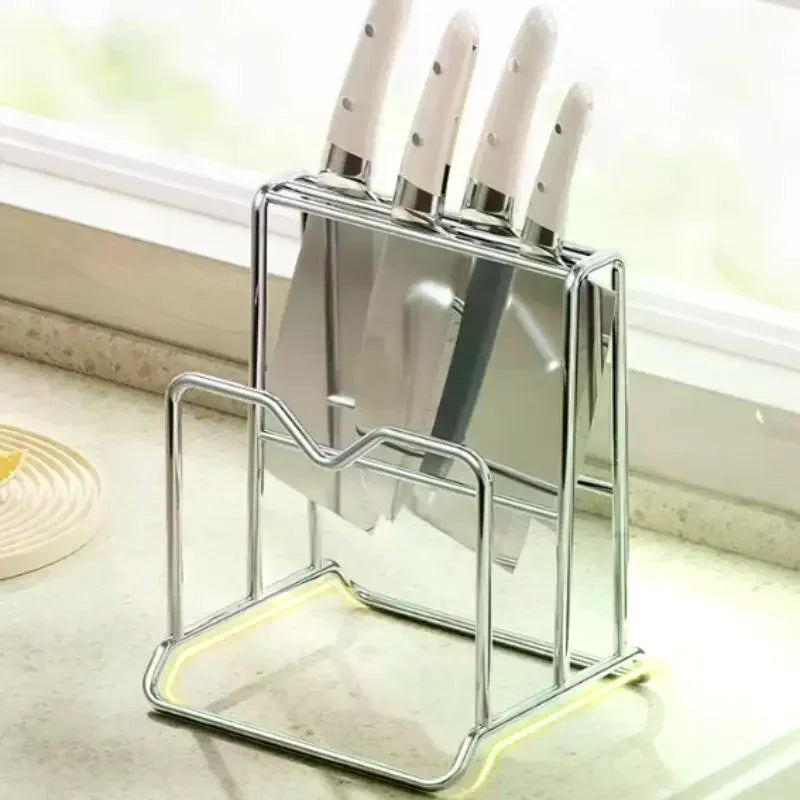 Home Stainless Steel Knife Rack Kitchen Countertop Cutting Board Zpaxo