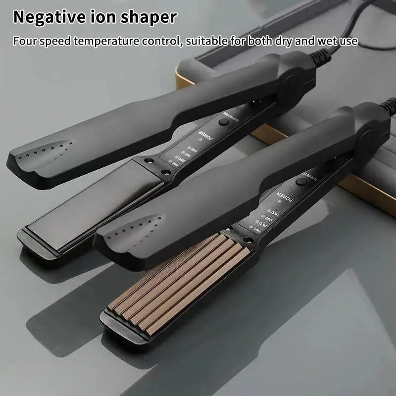 2-in-1 Ceramic Hair Straightener & Curling Iron | 4 Heat Settings