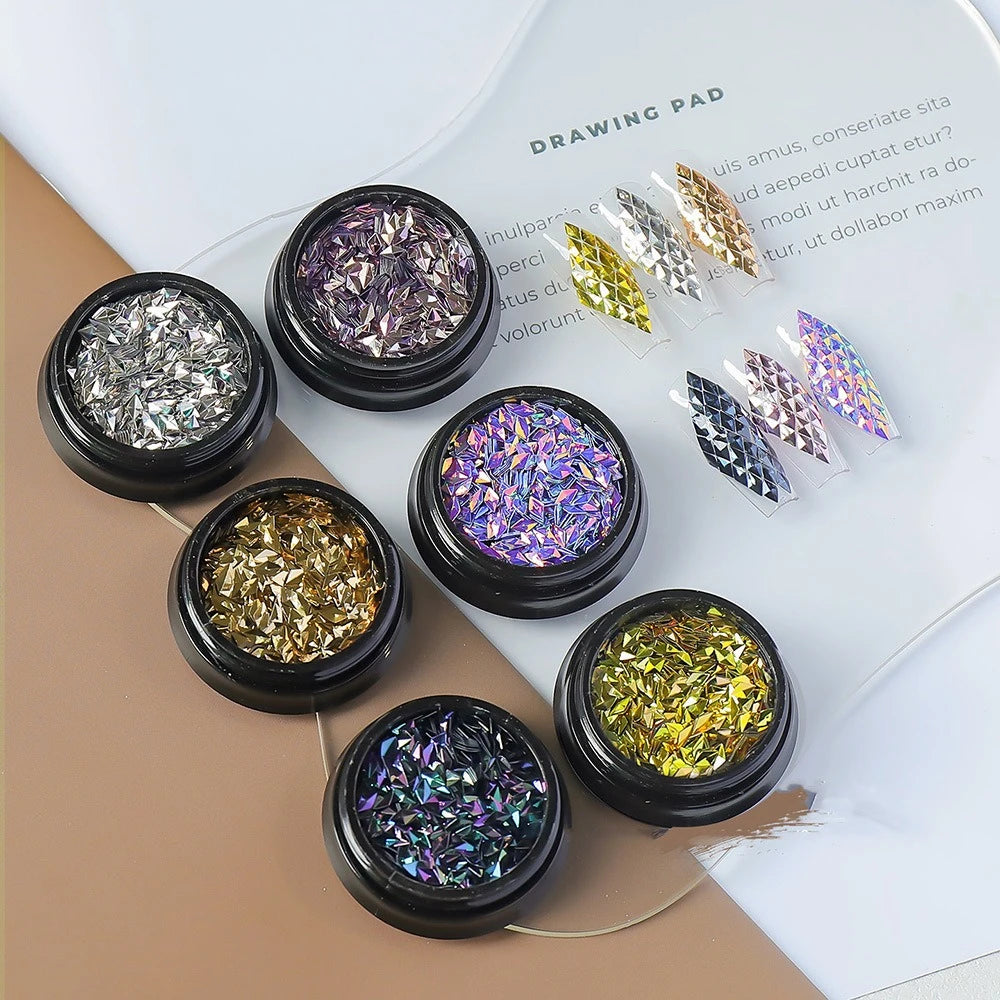 3D Dragon Scale Nail Decorations Glitter Holographic Mirror Diamond Zpaxo
