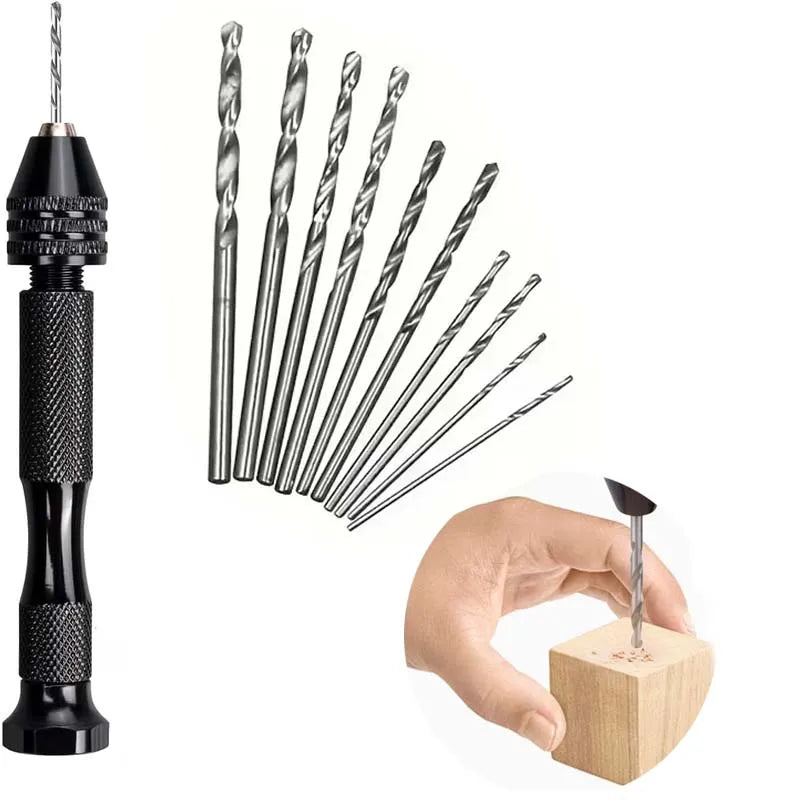 1/11Pcs Mini Hand Drill With 0.3-3.2mm Drill Bits Set Rotary Tools For Models Hobby DIY Wood Craft Handmade Tools Zpaxo