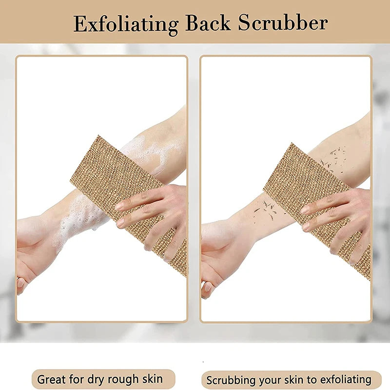 Hemp & Jute Exfoliating Back Scrubber Set with Gloves Exfoliating Bath Scrubber Zpaxo