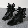 2025 New Women High Heel Pumps Cross Straps Casual Heels Women Round Toe Thick Heels Lolita Shoes Punk Goth Platform Women Shoes Zpaxo black 36
