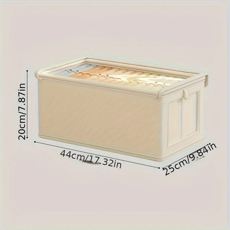 Visible Wardrobe Storage Organizers Cabinet Drawer Clothes Storage Box for T-Shirts Jeans Underwear Pants Organizer Box Zpaxo beige Extra Large