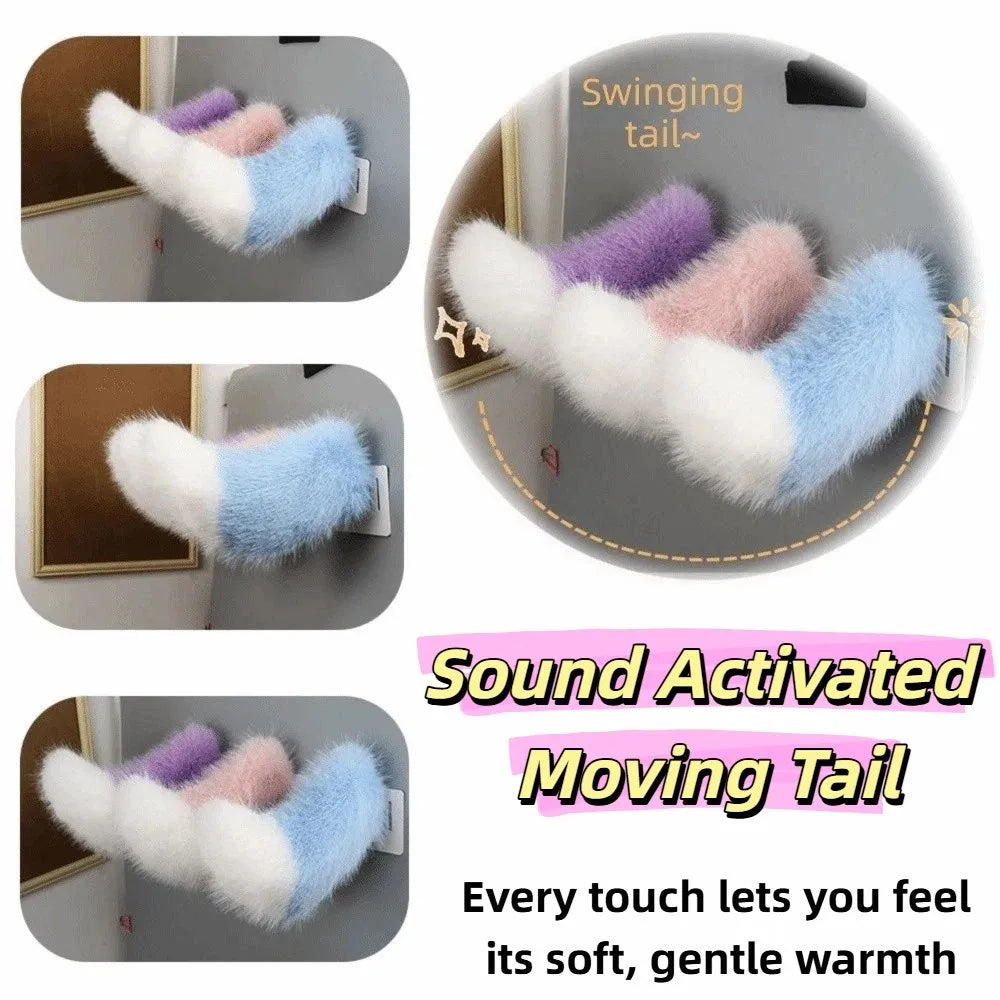 Fluffy Remote Control Wagging Tail Rechargeable Self-adhesive Purple Zpaxo