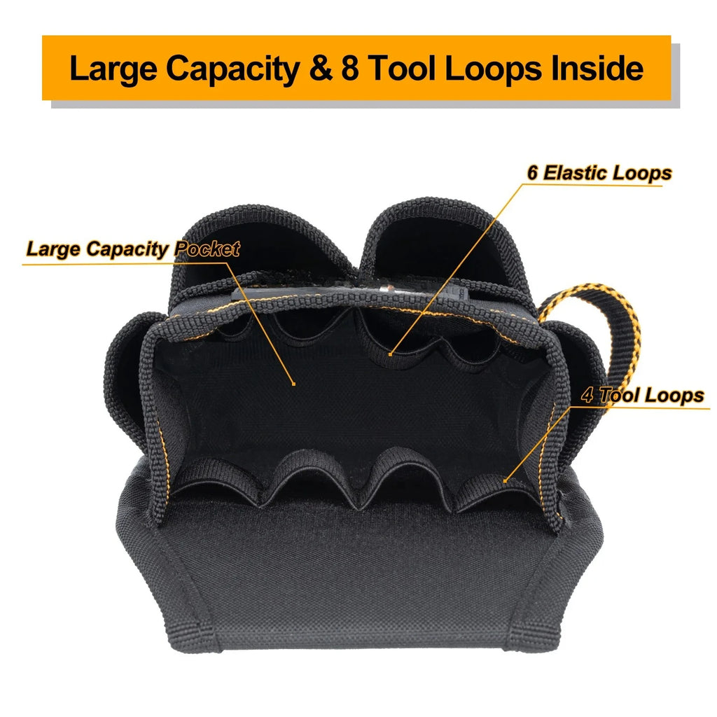 Pocket Tool Pouch，6-Pouches and 9 Screwdriver Loops Construction, Heavy-Duty Tool Bag with Adjustable Belt for Electrici Zpaxo