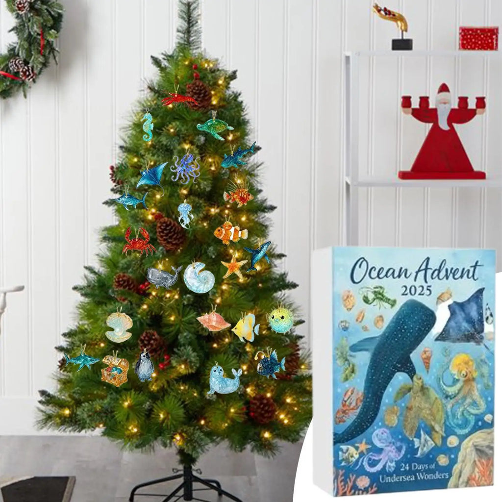 Christmas Advent Calendar 2025 Ocean Themed 2D Acrylic Sea Animals
