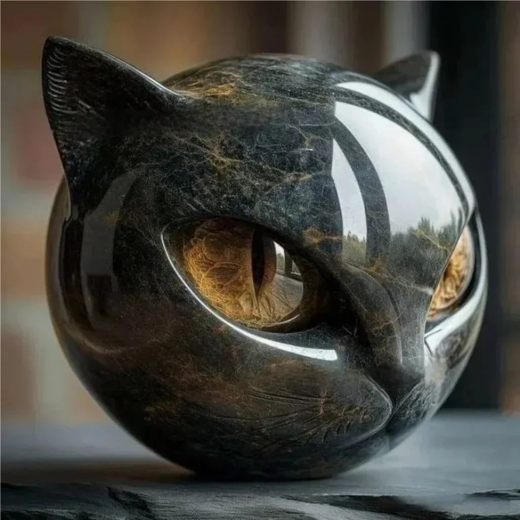 Mystic Black Cat Resin Sculpture – Gothic Witchy Home Decor Resin Sculpture Zpaxo
