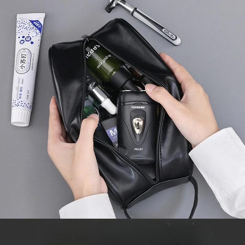 2026 Large Capacity Outdoor Men's Grooming Bag PU Portable Business Travel, Home Hand-held Makeup Storage Bag, High-end Feel Zpaxo