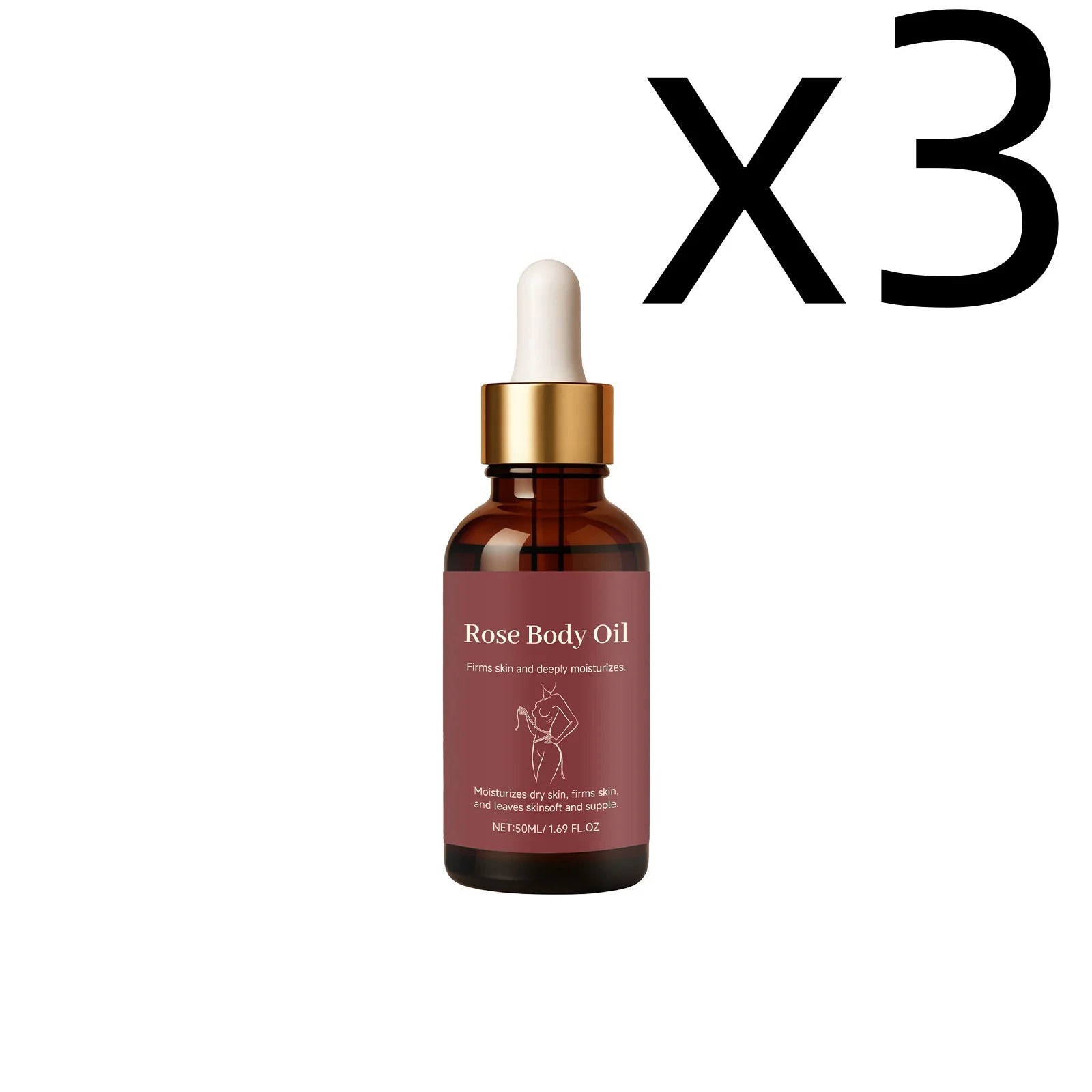 Rose Body Essential Oil Serum – Nourishing & Moisturizing 50ml Body Oil Serum Zpaxo 50ml X 3PCS