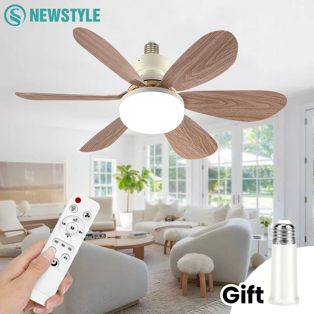 E26/E27 Base Home-use Quietly Ceiling Fan with 40W LED Night Light Wireless Remote Stepless Dimming Smart Ceiling Fan Lights Zpaxo