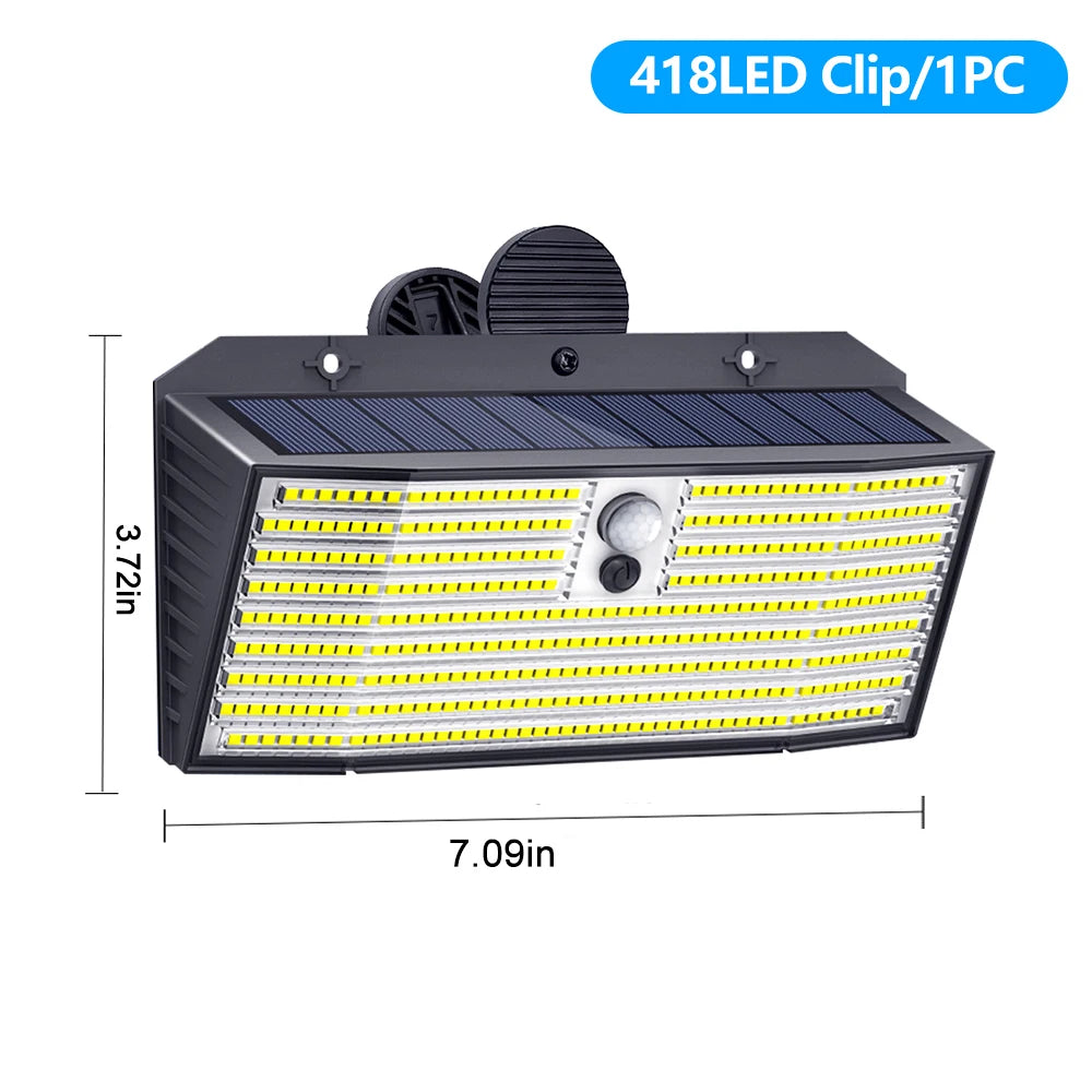 Clip on Solar Lights Outdoor with Motion Sensor IP65 Waterproof Flood Solar Light for Fence Patio Backyard Garden Gutter Garage Zpaxo 418LED 2PCS