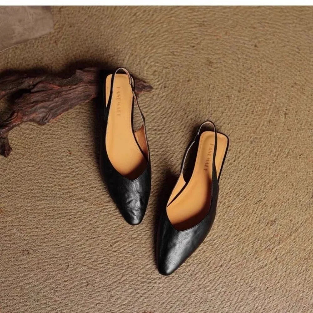 French Elegance Pointed Toe Flat Bottom Sandals Women's Summer
