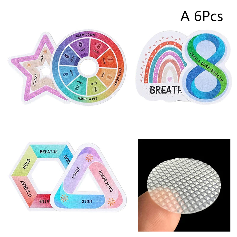 Kids Favors Breath Calm Sensory Stickers Anti Stress Tactile Self Zpaxo A 6Pcs