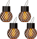 1- Solar LED Outdoor Flame Effect Hanging Lantern Waterproof Garden Zpaxo 4PCS In Set