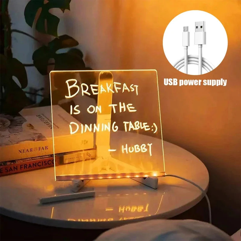 Reusable Children's Acrylic Information Board Lighted Drawing Lamp