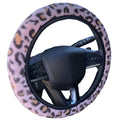 Leopard Steering Wheel Cover Winter Fur Artificial Rabbit Soft Zpaxo Pink