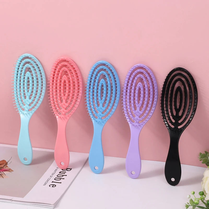 Hair Massage Comb Bristle Plastic Hairbrush Curly Detangle Hollow Hair Brush for Salon Hairdressing Tools Zpaxo