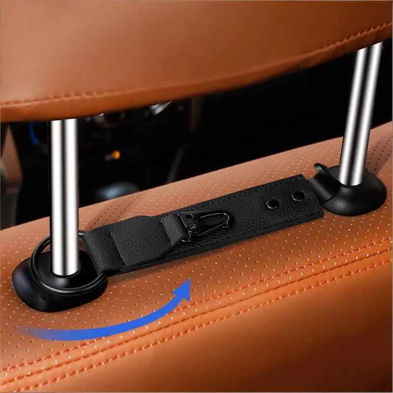 PU Leather Car Headrest Hook – Seat Organizer Hanger Clip