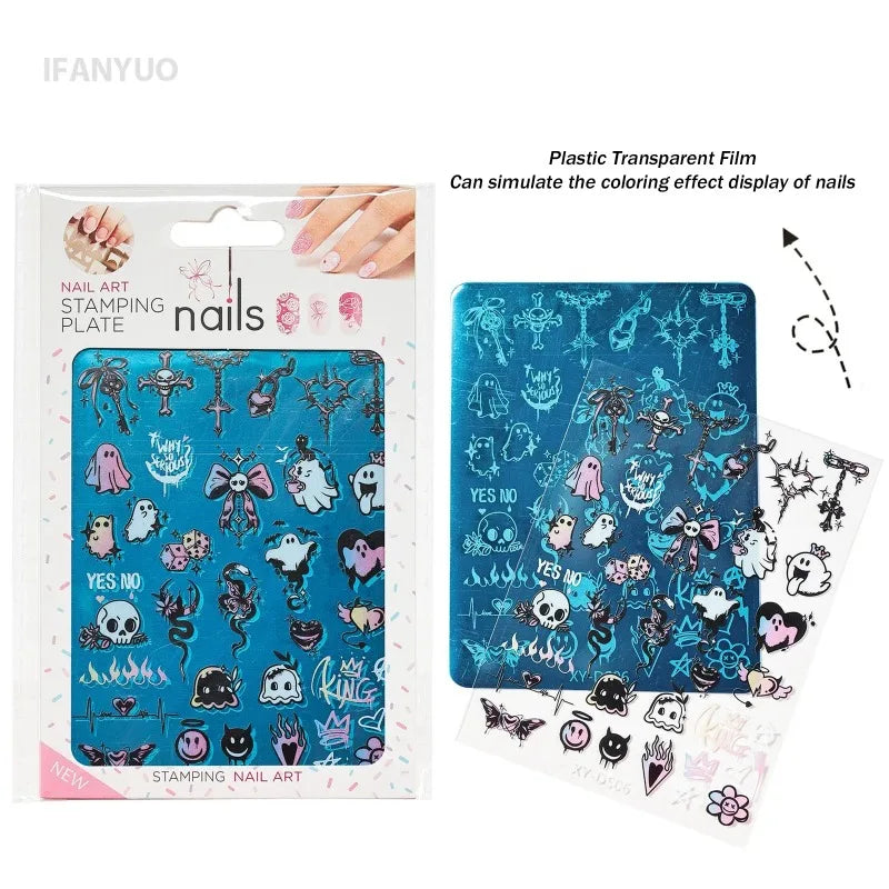 Lace Castle Nail Stamping Plates Ghost Skull Moon Star Butterfly