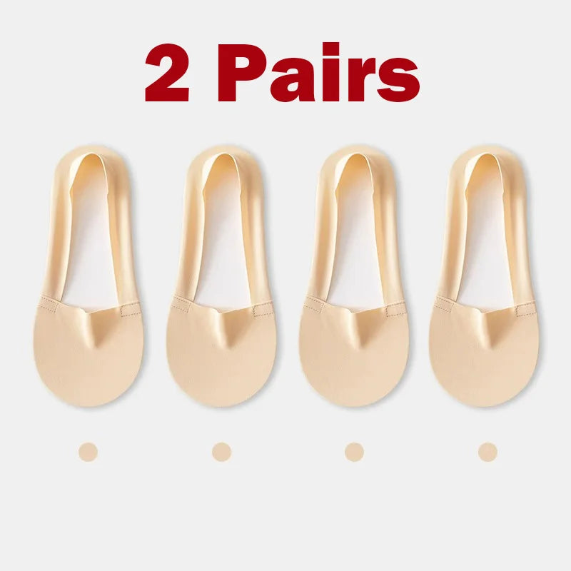 2 Pairs Lot Socks Women's Summer Ultra-thin Invisible Low Cut Zpaxo 2 Pairs beige One Size