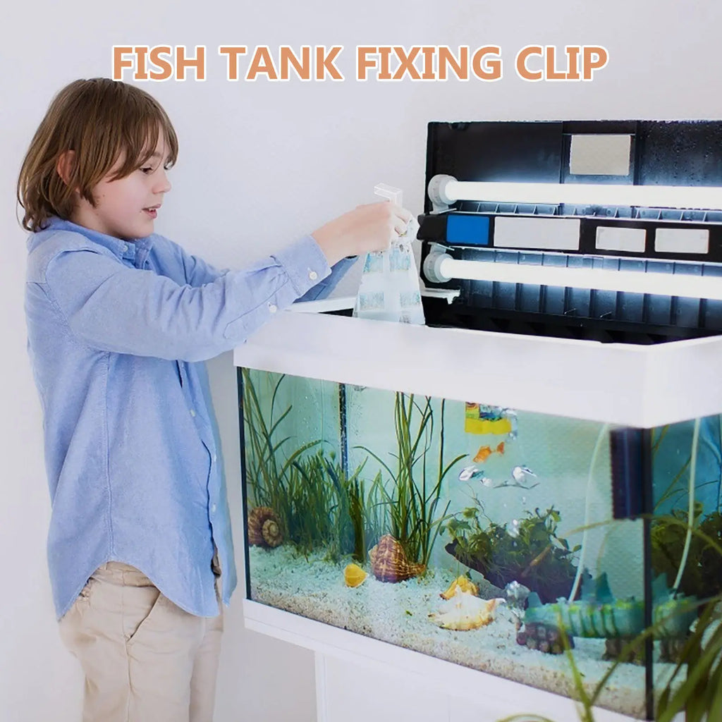 Transparent Plastic Glass Clips Fish Aquarium Fixing Clamps L Shape