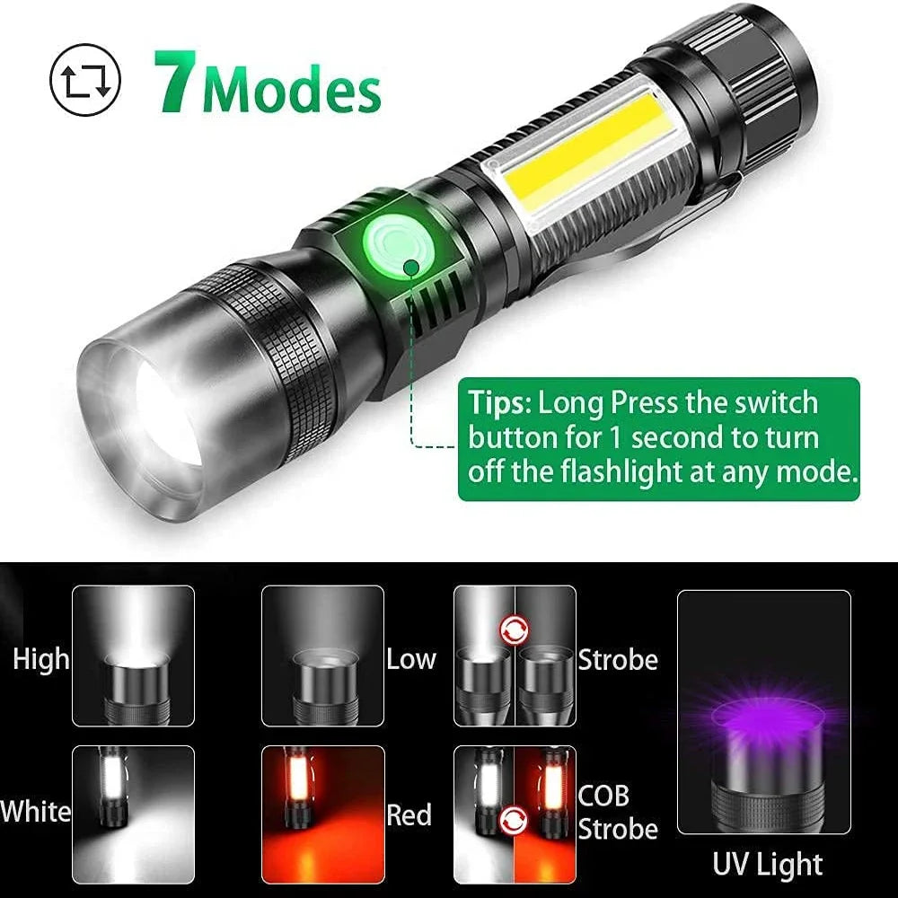 ESMARTER 3-in-1 UV Black Light LED Flashlight USB Rechargeable