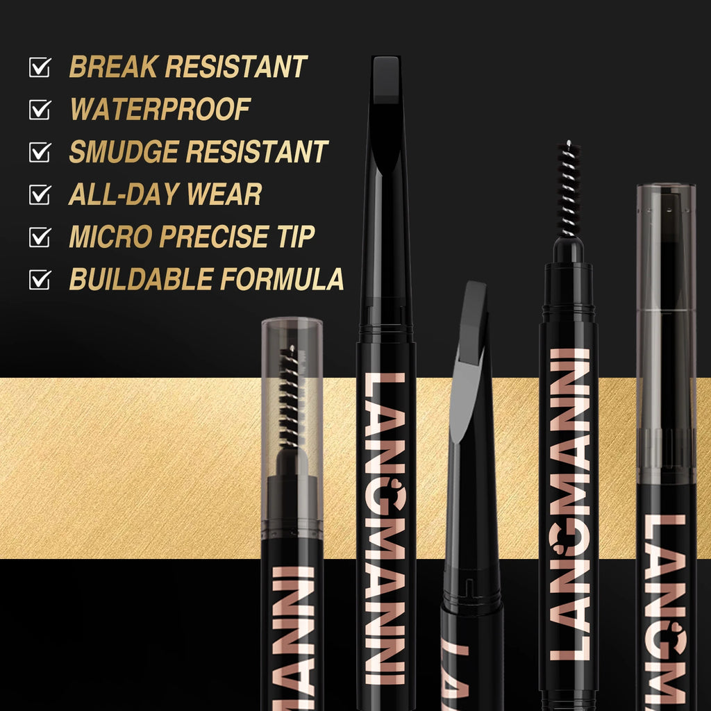 Double Headed Eyebrow Pencil Waterproof Sweat Proof Anti Smudging Zpaxo