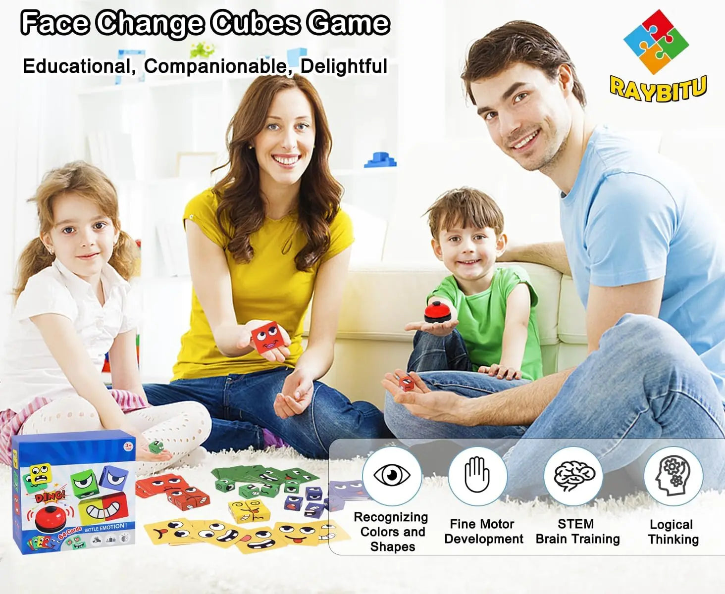 Face Changing Magic Cubes Game Expression Matching Block Puzzle Bell