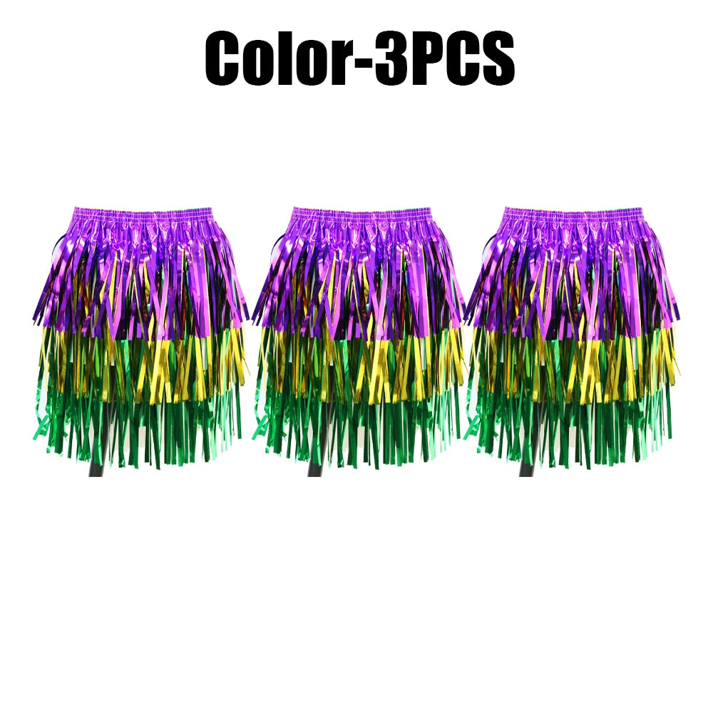 Thick Purple Gold Green Rain Curtain Dance Skirt Fringe Performance