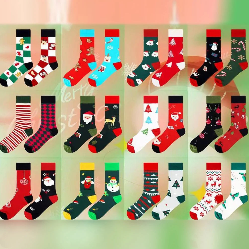 Christmas Sock Advent Calendar 2024 12 Pairs Fun Colorful Socks Xmas